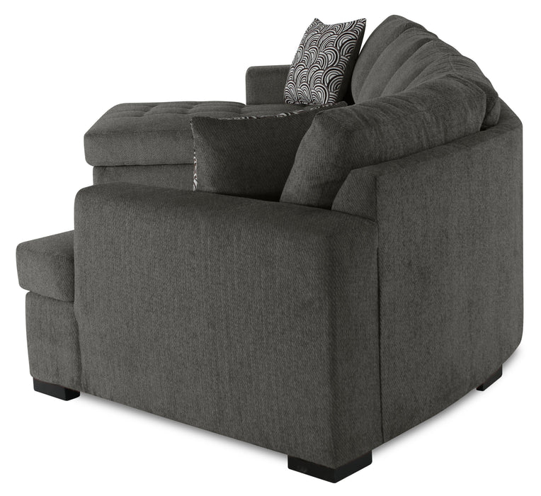 Made in Canada Legend 3-Piece Right-Facing Chenille Fabric Cuddler Sleeper Sectional with Chaise - Pewter Brown