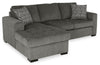 Made in Canada Legend 2-Piece Left-Facing Chenille Fabric Sleeper Sectional with Storage Chaise - Pewter Brown | Sofa-lit sectionnel de gauche Legend 2 pièces fabriqué au Canada en tissu de chenille avec fauteuil long de rangement - brun étain