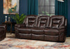 Leo 87.5" Leather-Look Fabric Reclining Sofa - Walnut Brown  | Sofa inclinable Leo de 87,5 po en tissu d’apparence cuir - brun noyer