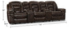 Leo Leath-Aire® Fabric 5-Piece Power Reclining Home Theatre Sectional – Walnut - Contemporary style Sectional in Walnut
