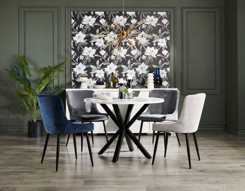 Lexi Dining Chair with Velvet-Look Fabric, Metal - Blue