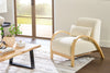 Loft 27.55" Boucle Fabric Accent Chair with Accent Pillow and Wood Armrests and Legs - White | Fauteuil d’appoint Loft de 27,55 po en tissu bouclé avec coussin décoratif, accoudoirs et pattes en bois - blanc