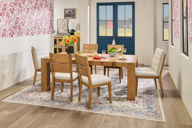 Lotus Dining Chair with Polyester Fabric, Wood, Slat-back - Natural