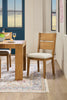 Lotus Dining Chair with Polyester Fabric, Wood, Slat-back - Natural | Chaise de salle à manger Lotus en tissu de polyester et bois avec dossier à lattes - naturelle