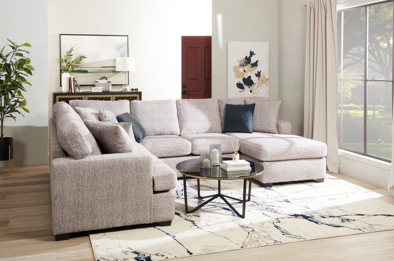 Made in Canada Luxe 3-Piece Right-Facing Fabric Sectional with Removable Cushions - Zaftig Dove Grey