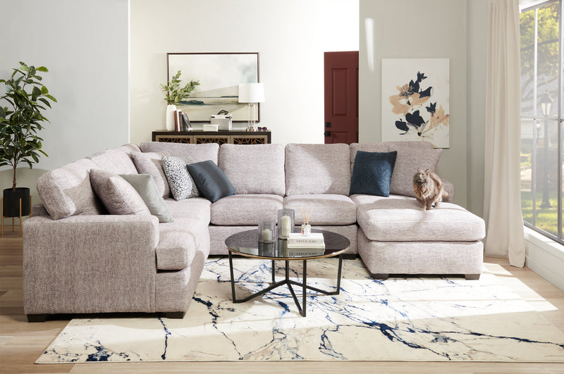 Made in Canada Luxe 3-Piece Right-Facing Fabric Sectional with Removable Cushions - Zaftig Dove Grey