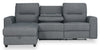 Meadow 2-Piece Left-Facing Chenille Fabric Power Reclining Sectional with Storage Chaise - Charcoal Grey | Sofa sectionnel de gauche à inclinaison électrique Meadow 2 pièces en tissu de chenille avec fauteuil long de rangement - gris anthracite