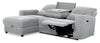 Meadow 2-Piece Left-Facing Chenille Fabric Power Reclining Sectional with Storage Chaise - River Grey | Sofa sectionnel de gauche à inclinaison électrique Meadow 2 pièces en tissu de chenille avec fauteuil long de rangement - gris rivière