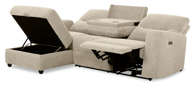 Meadow 2-Piece Left-Facing Chenille Fabric Power Reclining Sectional with Storage Chaise - Taupe