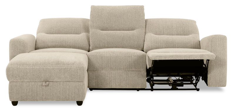 Meadow 2-Piece Left-Facing Chenille Fabric Power Reclining Sectional with Storage Chaise - Taupe