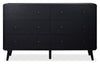 Milan Bedroom 6-Drawer Dresser, Mid-Century Modern, 59"W x 36"H - Black