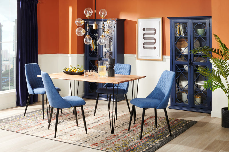 Miya Dining Chair with Polyester Fabric, Metal - Navy Blue