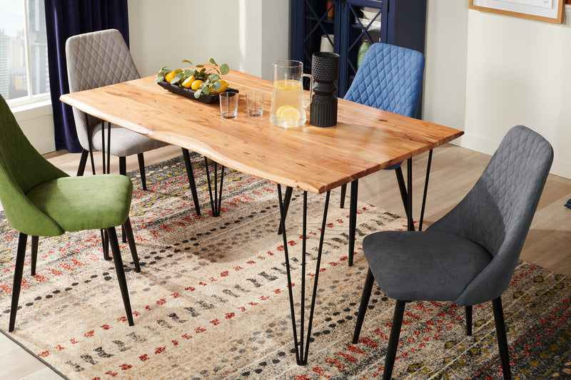 Miya Dining Chair with Polyester Fabric, Metal - Charcoal