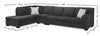 Made in Canada Morgan 3-Piece Left-Facing Chenille Fabric Sectional with Sofa and Accent Pillows - Grey | Sofa sectionnel de gauche Morgan 3 pièces fabriqué au Canada en tissu de chenille avec sofa et coussins décoratifs - gris