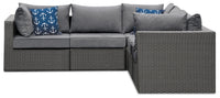 Morris 5-Piece Outdoor Patio Set with 2 Storage Armless Chairs & 3 Corner Chairs - Grey Resin Wicker