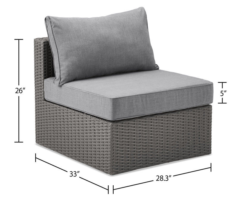 Morris 5-Piece Outdoor Patio Set with 2 Storage Armless Chairs & 3 Corner Chairs - Grey Resin Wicker