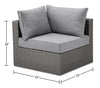 Morris 5-Piece Outdoor Patio Set with 2 Storage Armless Chairs & 3 Corner Chairs - Grey Resin Wicker | Ensemble Morris 5 pièces pour la terrasse à l’extérieur avec 2 fauteuils sans accoudoirs avec rangement - osier en résine - gris