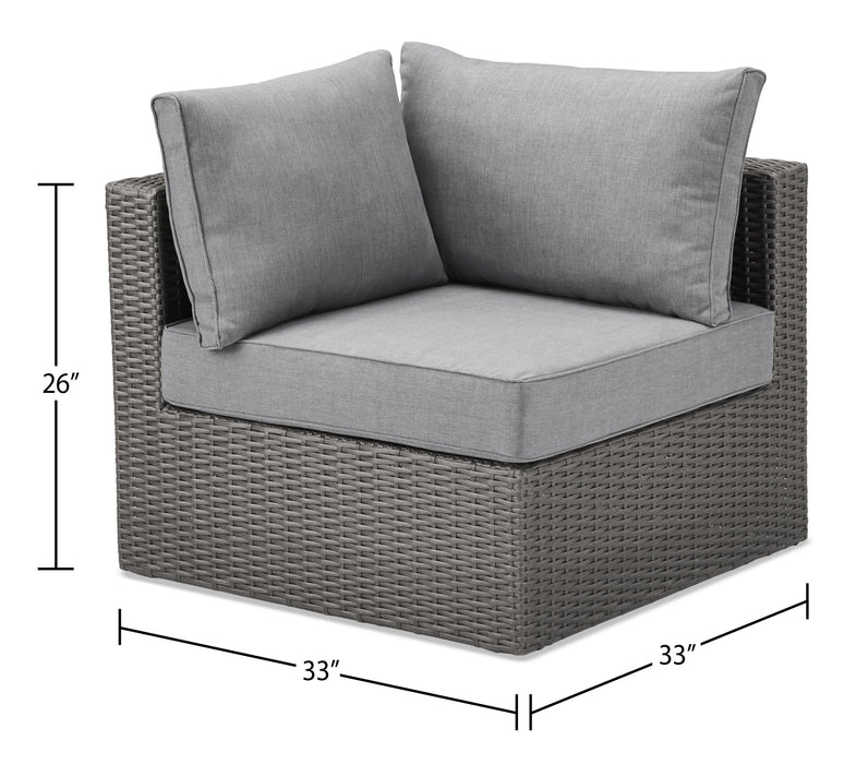Morris 5-Piece Outdoor Patio Set with 2 Storage Armless Chairs & 3 Corner Chairs - Grey Resin Wicker