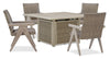 Muskoka 5-Piece Outdoor Patio Set with Fire Pit Table & 4 Chairs - 50,000 BTU, Resin Wicker - Beige | Ensemble Muskoka 5 pièces pour la terrasse à l’extérieur avec foyer-table et 4 chaises - 50 000 BTU, osier en résine - beige