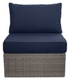 Naples Armless Outdoor Patio Chair - Hand-Woven Resin Wicker, UV & Weather Resistant - Natural/Blue