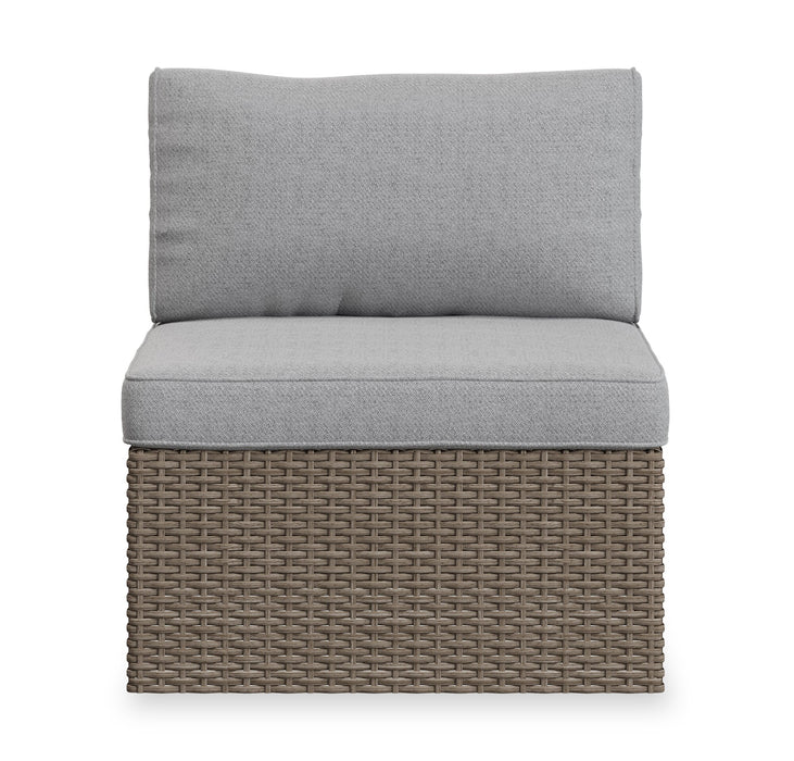 Naples Armless Outdoor Patio Chair - Hand-Woven Resin Wicker, UV & Weather Resistant - Natural/Grey