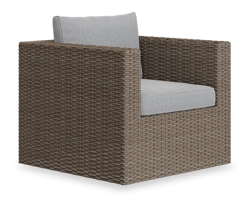 Naples Outdoor Patio Chair - Hand-Woven Resin Wicker, UV & Weather Resistant - Natural/Grey