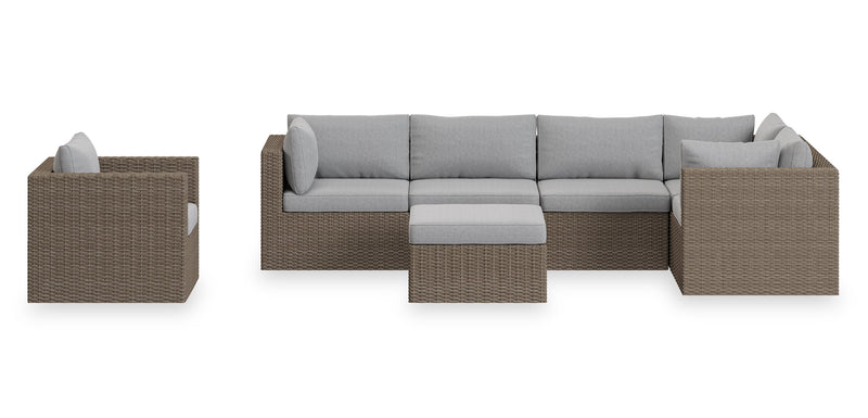 Naples Outdoor Patio Chair - Hand-Woven Resin Wicker, UV & Weather Resistant - Natural/Grey