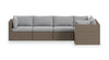 Naples Corner Outdoor Patio Chair - Hand-Woven Resin Wicker, UV & Weather Resistant - Natural/Grey | Fauteuil en coin Naples pour la terrasse à l’extérieur - osier en résine tressé à la main, résistant aux rayons UV et aux intempéries - naturel et gris