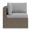 Naples Corner Outdoor Patio Chair - Hand-Woven Resin Wicker, UV & Weather Resistant - Natural/Grey | Fauteuil en coin Naples pour la terrasse à l’extérieur - osier en résine tressé à la main, résistant aux rayons UV et aux intempéries - naturel et gris
