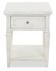 Newman  20" Traditional End Table with Storage and Shelf - Alabaster White Pine|Table de bout traditionnelle Newman de 20 po avec rangement et tablette - pin blanc albâtre