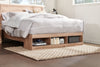 Oakley Platform Bed with Headboard & Storage Frame, Made in Canada, Natural - Queen Size | Lit plateforme Oakley fabriqué au Canada avec tête de lit et cadre de rangement, naturel - format grand lit