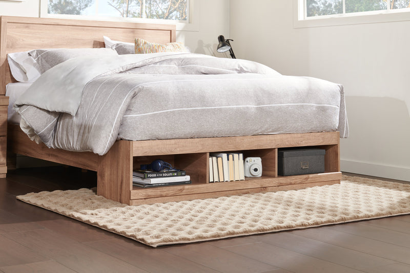 Oakley Platform Bed with Headboard & Storage Frame, Made in Canada, Natural - Queen Size
