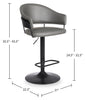 Odin Barstool with Swivel & Adjustable Seat, Vegan Leather Fabric, 24.5-32.5"H, Metal - Grey | Tabouret 24.5-32.5 po bar Odin en tissu de cuir végétalien et en métal avec siège pivotant et réglable - gris