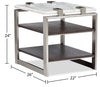 Paradox 22" Modern End Table with Shelf - White Marble Top with Brushed Platinum Frame|Table de bout moderne Paradox de 22 po avec tablette - dessus en marbre blanc avec armature platine brossé