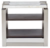 Paradox 22" Modern End Table with Shelf - White Marble Top with Brushed Platinum Frame|Table de bout moderne Paradox de 22 po avec tablette - dessus en marbre blanc avec armature platine brossé