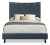Paseo Platform Bed in Navy Vegan-Leather Fabric - Full Size | Lit plateforme rembourré Paseo en tissu de cuir végétalien bleu marine - format lit double