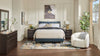 Paseo Platform Bed in Navy Vegan-Leather Fabric - Queen Size  | Lit plateforme rembourré Paseo en tissu de cuir végétalien bleu marine - format grand lit