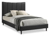 Paseo Platform Bed in Black Vegan-Leather Fabric - Full Size | Lit plateforme rembourré Paseo en tissu de cuir végétalien noire - format lit double