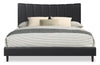 Paseo Platform Bed in Black Vegan-Leather Fabric - King Size | Lit plateforme rembourré Paseo en tissu de cuir végétalien noire - format très grand lit
