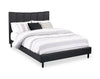 Paseo Platform Bed in Black Vegan-Leather Fabric - Queen Size | Lit plateforme rembourré Paseo en tissu de cuir végétalien noire - format grand lit