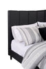 Paseo Platform Bed in Black Vegan-Leather Fabric - Queen Size | Lit plateforme rembourré Paseo en tissu de cuir végétalien noire - format grand lit