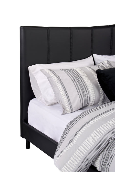 Paseo Platform Bed in Black Vegan-Leather Fabric - Queen Size