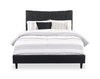 Paseo Platform Bed in Black Vegan-Leather Fabric - Queen Size | Lit plateforme rembourré Paseo en tissu de cuir végétalien noire - format grand lit