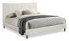 Paseo Platform Bed in Taupe Vegan-Leather Fabric - King Size | Lit plateforme rembourré Paseo en tissu de cuir végétalien taupe - format très grand lit