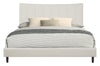 Paseo Platform Bed in Taupe Vegan-Leather Fabric - King Size | Lit plateforme rembourré Paseo en tissu de cuir végétalien taupe - format très grand lit