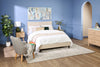 Paseo Platform Bed in Taupe Vegan-Leather Fabric - Queen Size | Lit plateforme rembourré Paseo en tissu de cuir végétalien taupe - format grand lit