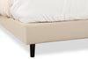 Paseo Platform Bed in Taupe Vegan-Leather Fabric - Queen Size | Lit plateforme rembourré Paseo en tissu de cuir végétalien taupe - format grand lit