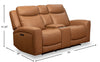 Scott Living Prescott 79" Genuine Leather Power Reclining Loveseat with Power Headrests - Butternut Brown | Causeuse à inclinaison électrique Prescott de Scott Living de 79 po en cuir véritable avec appuie-têtes électriques - brun courge musquée