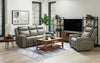 Scott Living Prescott 88.5" Genuine Leather Power Reclining Sofa with Power Headrests - Grey | Sofa à inclinaison électrique Prescott de Scott Living de 88,5 po en cuir véritable avec appuie-têtes électriques - gris