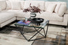 Prism 31.5" Modern Glass Top Coffee Table – Glass with Metal Base  | Table à café moderne Prism de 31,5 po avec dessus en verre - verre avec base en métal